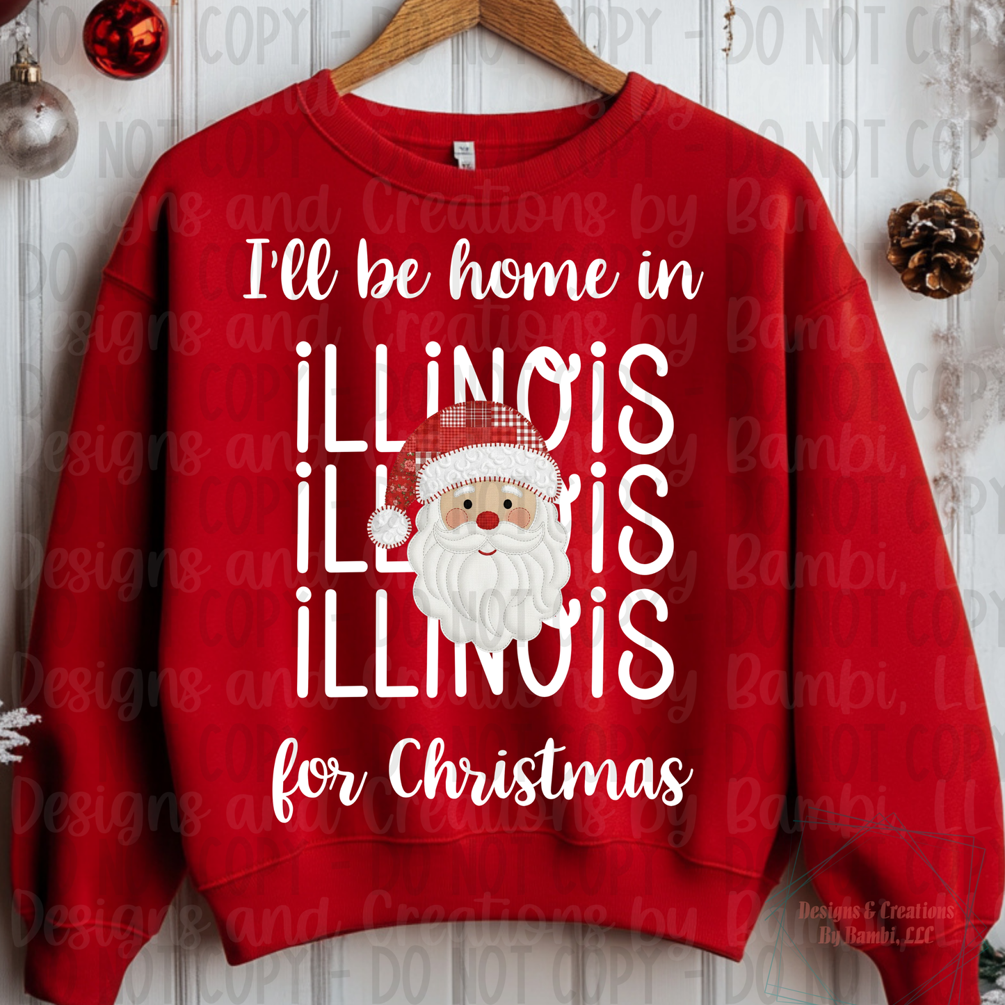 I'll Be Home in States Santa Face with White Font Digital Bundle