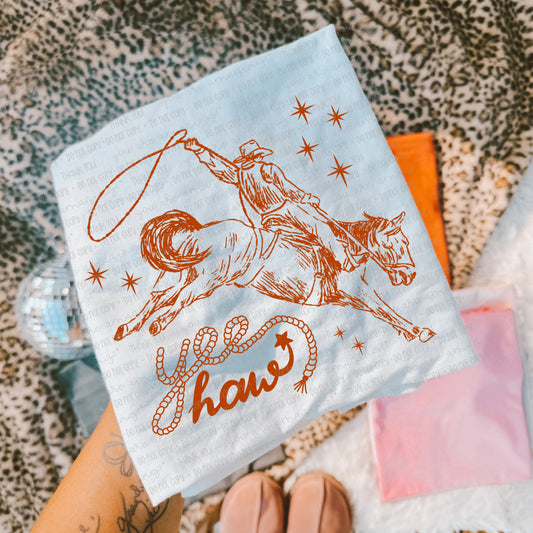 Yee Haw in Brown Font
