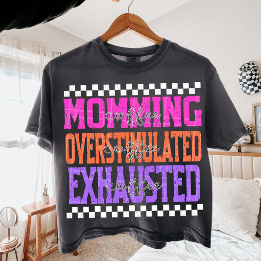 Momming Overstimulated Exhausted White Checkered