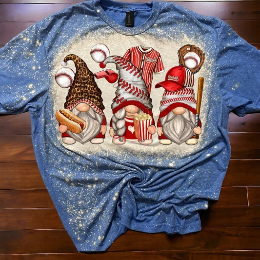 Baseball Gnomes Blue Bleached