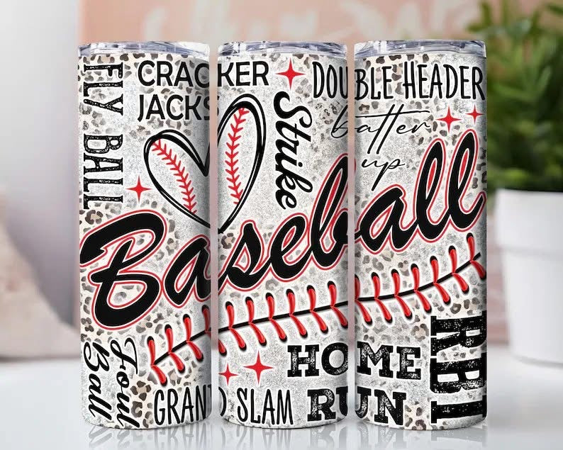 Baseball-Home Runs-Fly Ball 20 oz Skinny Sublimation Tumbler