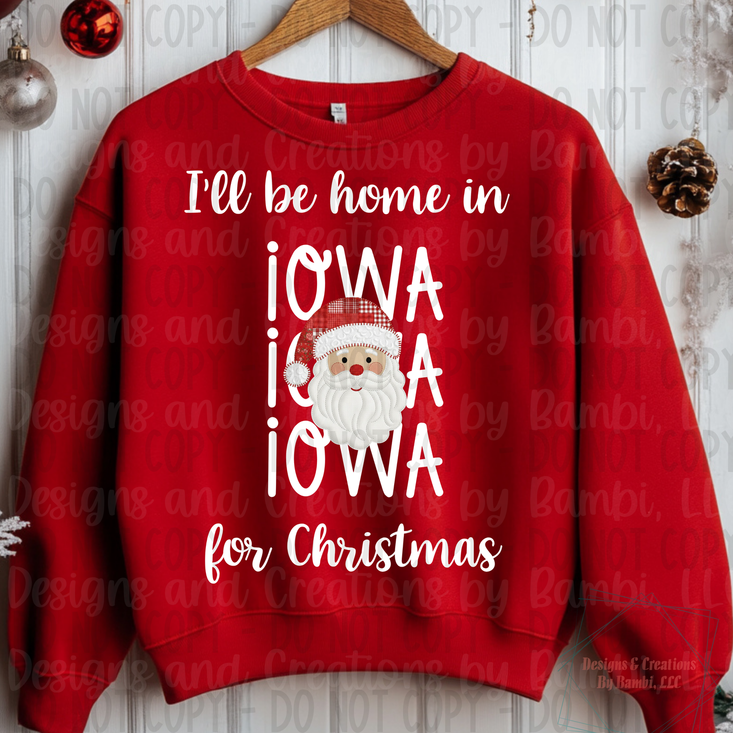 I'll Be Home in States Santa Face with White Font Digital Bundle