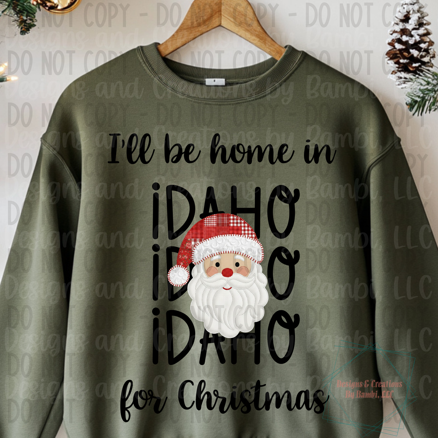 I'll Be Home in States Santa Face with Black Font Collection