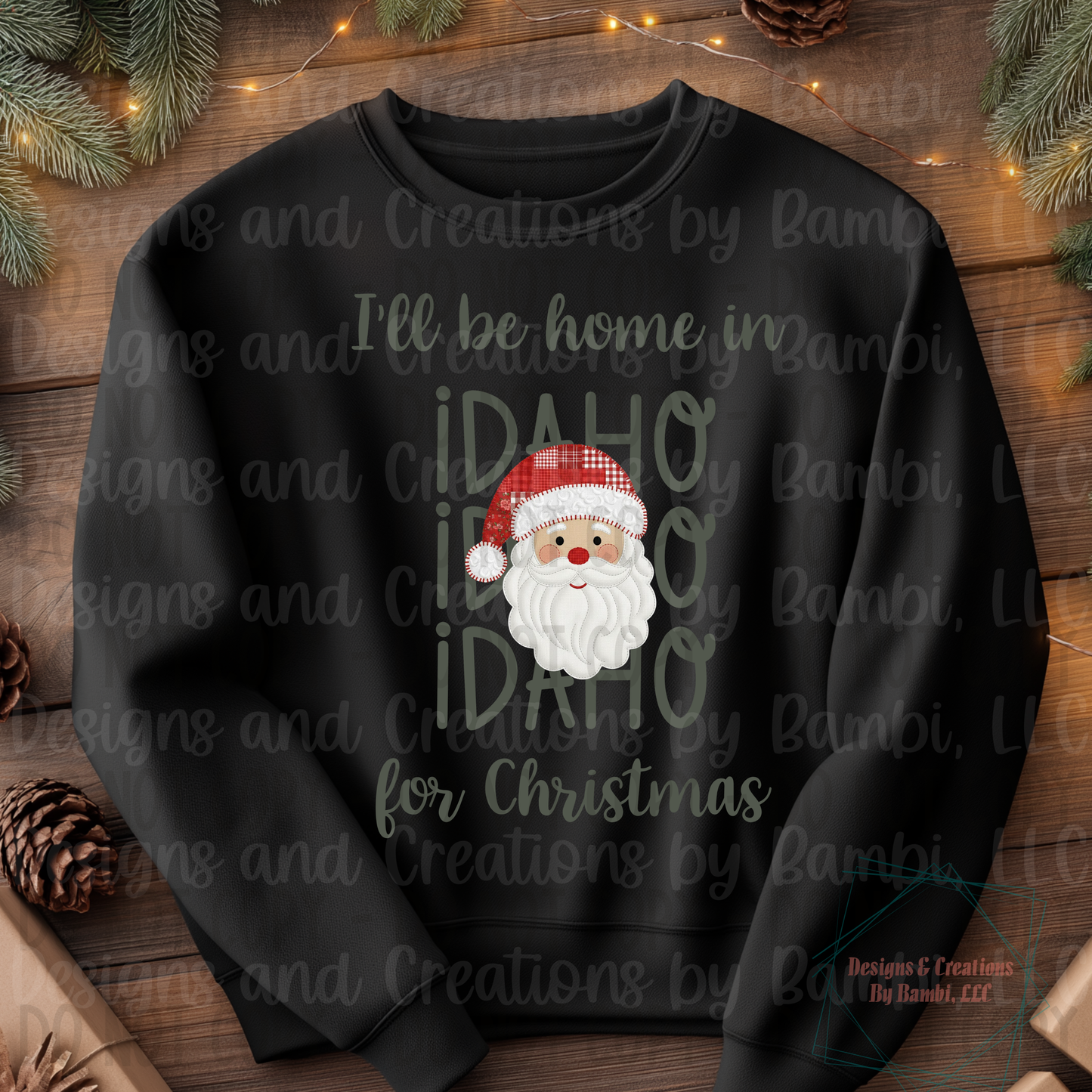 I'll Be Home in States Santa Face with Sage Green Font Digital Bundle
