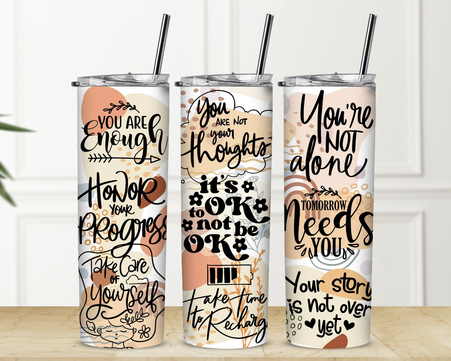 It's Ok To Not Be Okay 20 oz Skinny Sublimation Tumbler