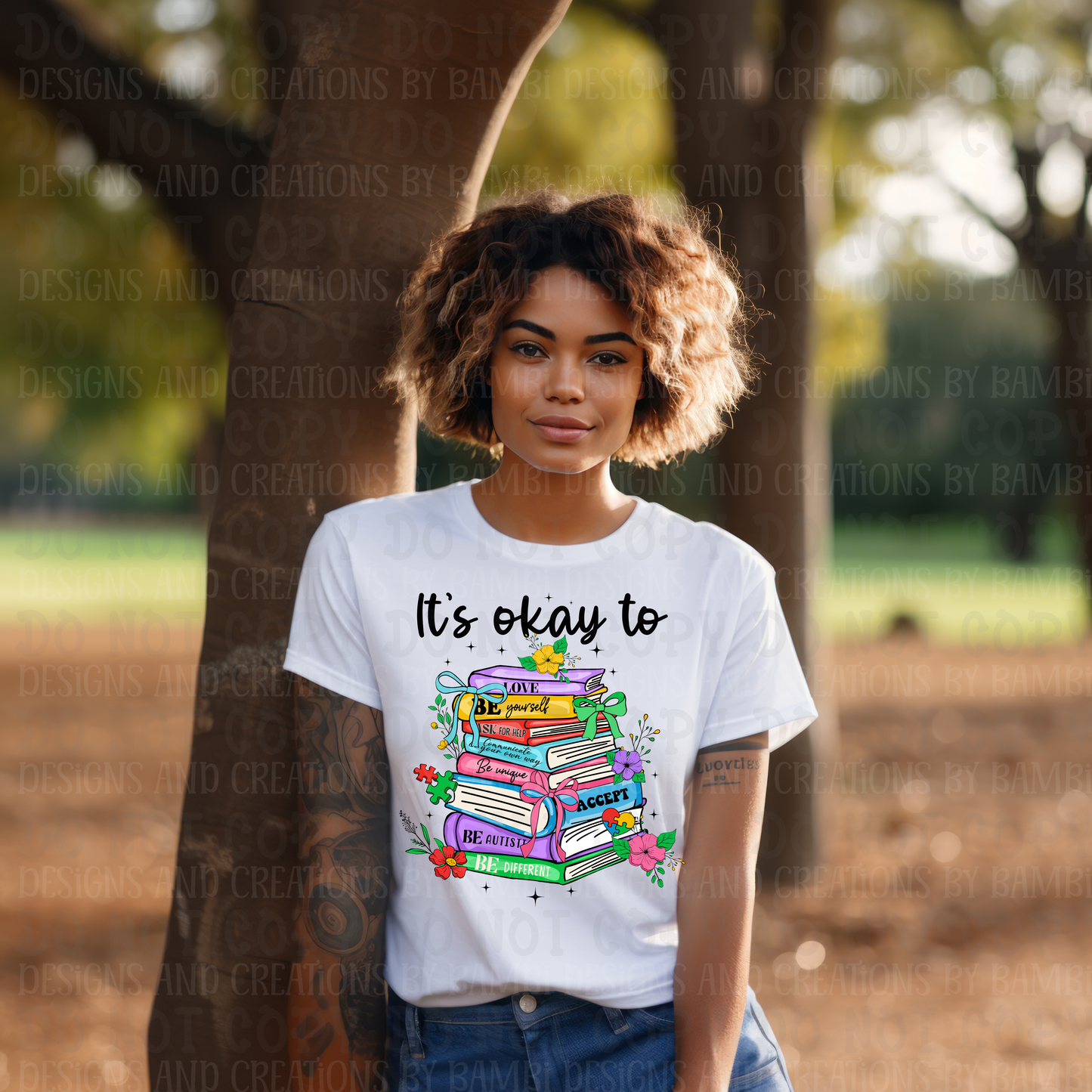 It's Okay To Be With Stacked Books Autism
