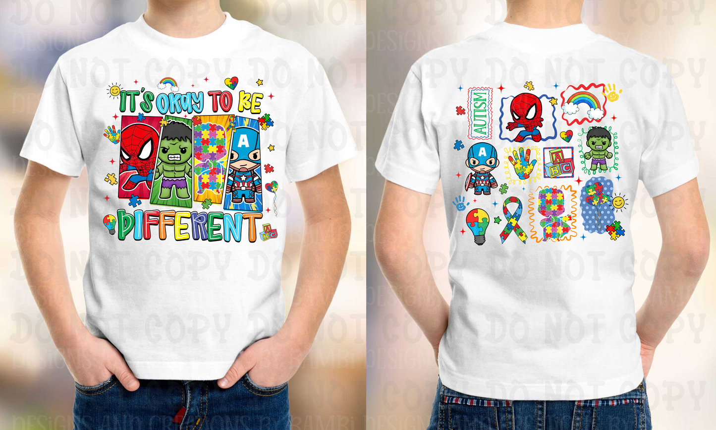 It's Ok To Be Different Superhero Autism (Front/Back)
