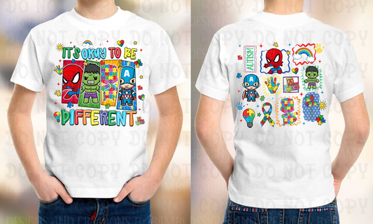 It's Ok To Be Different Superhero Autism (Front/Back)