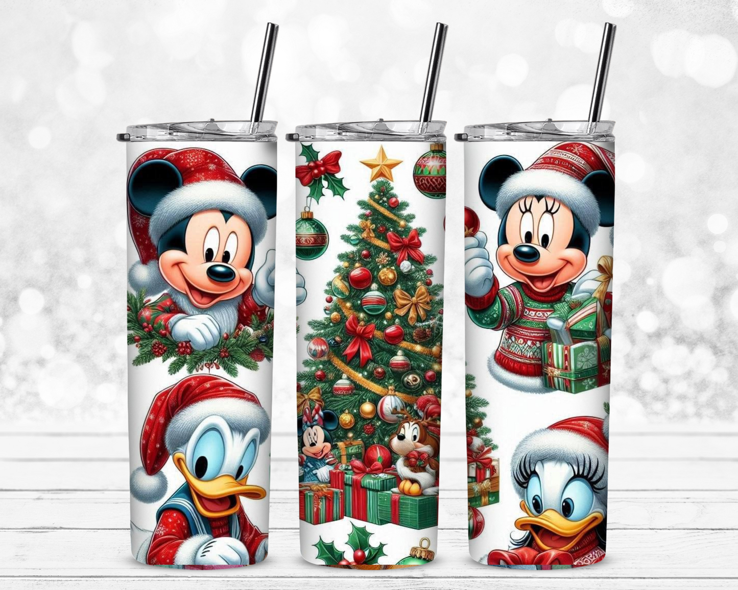 It's A Duck and Mouse Magical Christmas 20 oz Skinny Sublimation Tumbler
