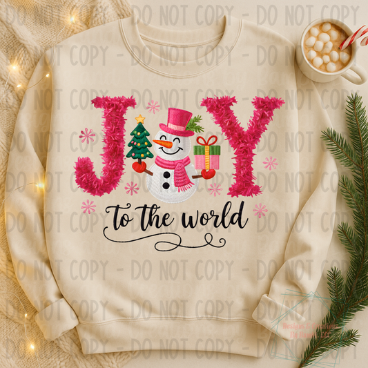 Faux Knit Joy to The World Pink