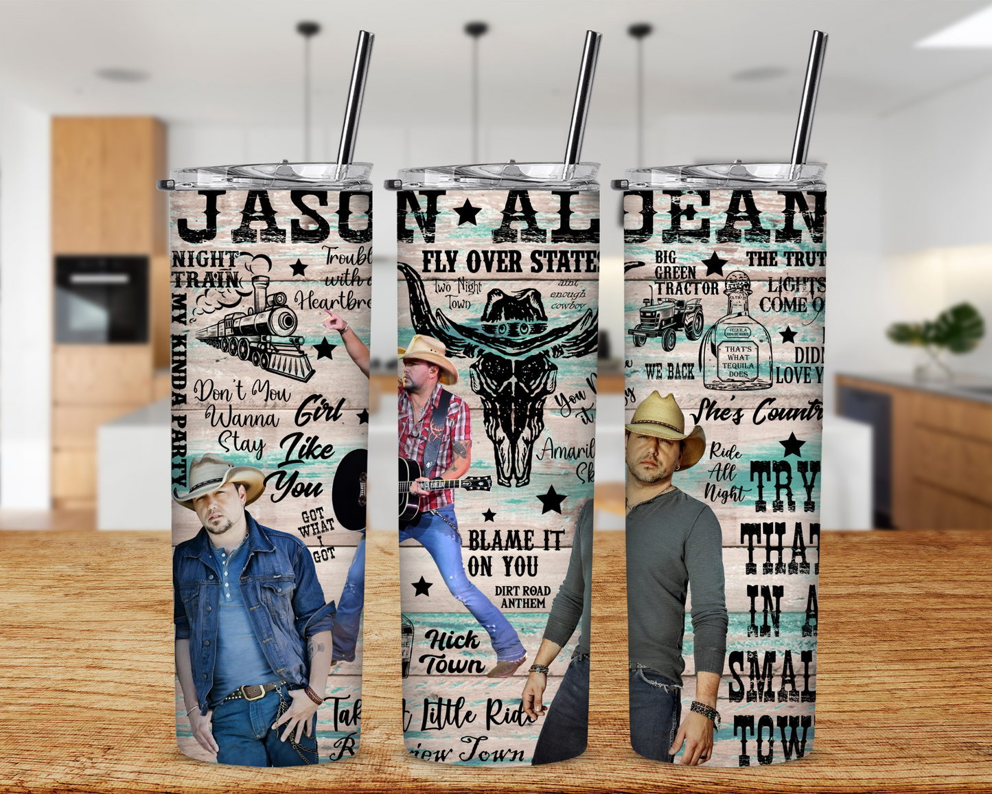 All Jason Aldean Songs 20 oz Skinny Sublimation Tumbler