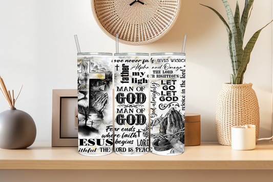 Jesus Man of GOD 20 oz Skinny Sublimation Tumbler