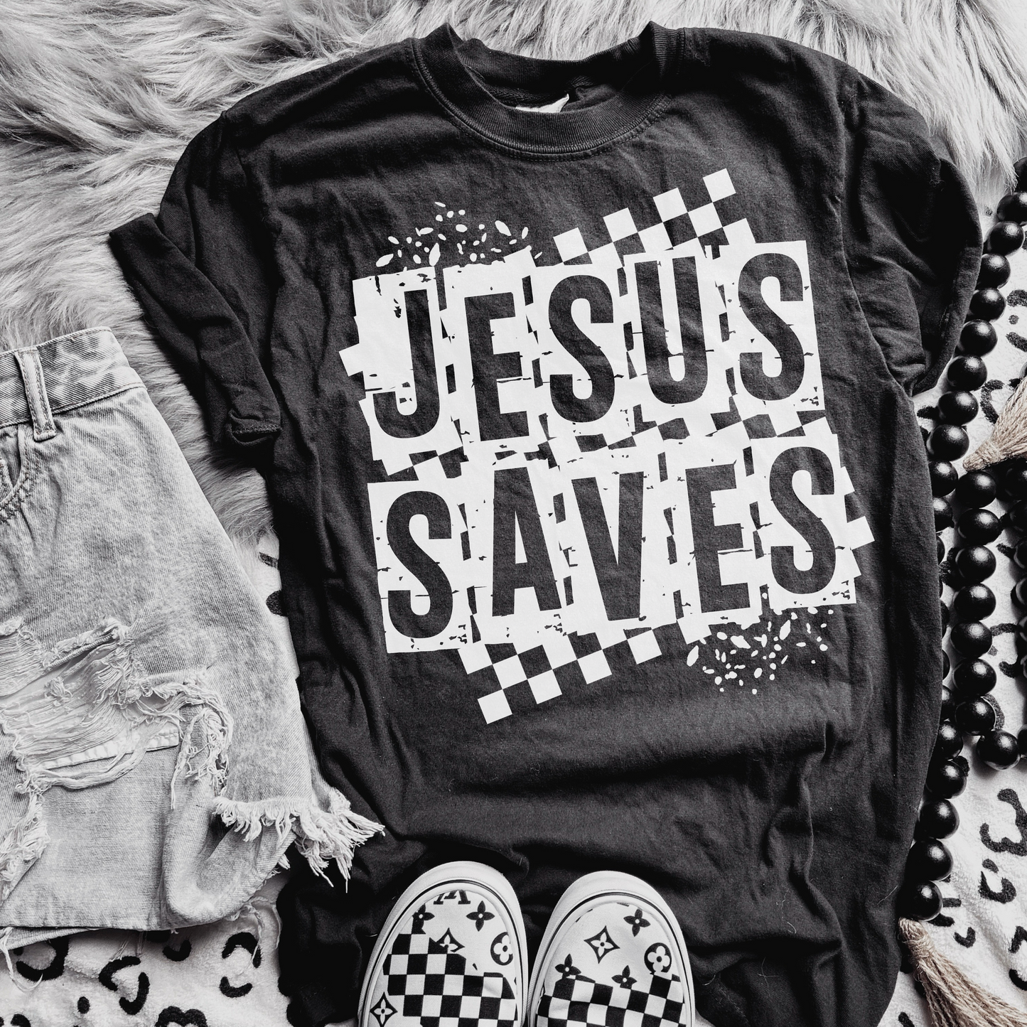 Jesus Saves White Font