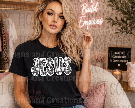 Jesus in Faux Lace Font