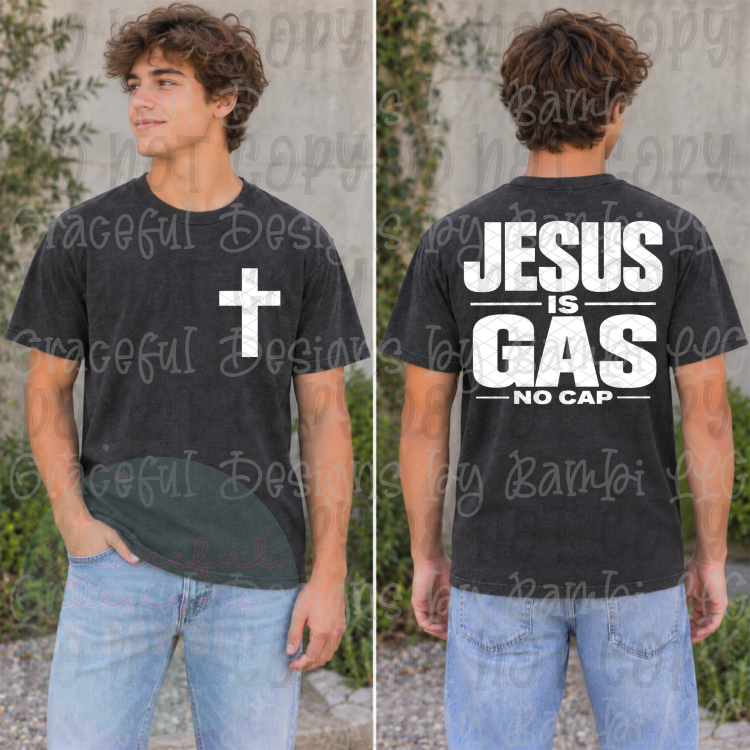 Jesus is GAS White Font (Pocket/Back)