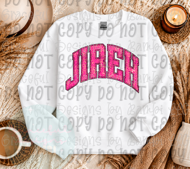 Faux Embroidery Jireh Pink Font