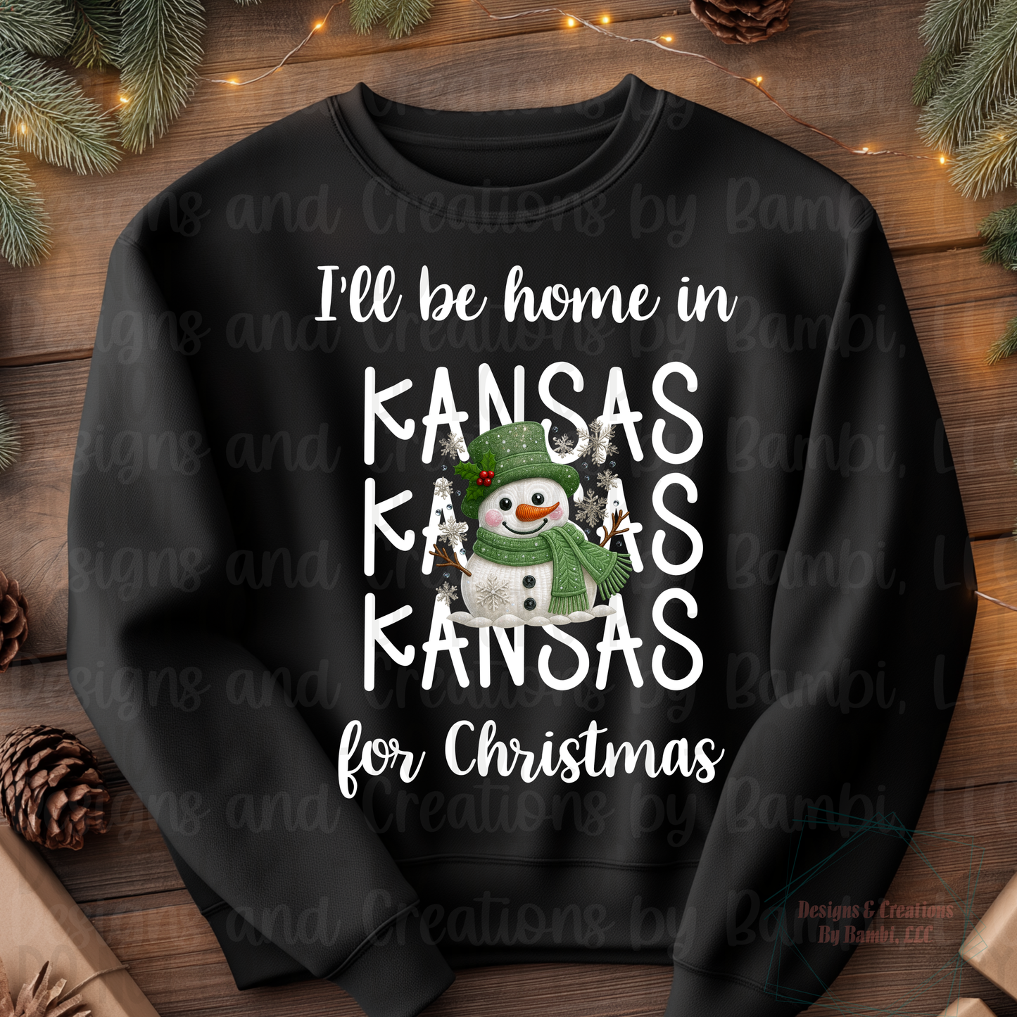 I'll Be Home In States Sage Snowman with White Font Digital Bundle