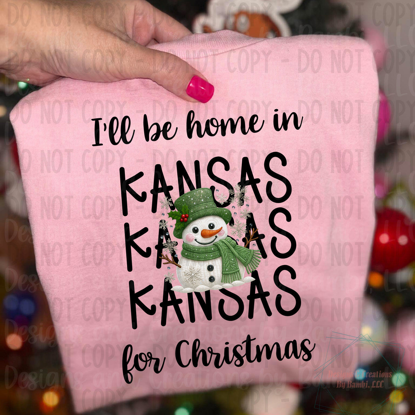 I'll Be Home in States Sage Snowman with Black Font Collection