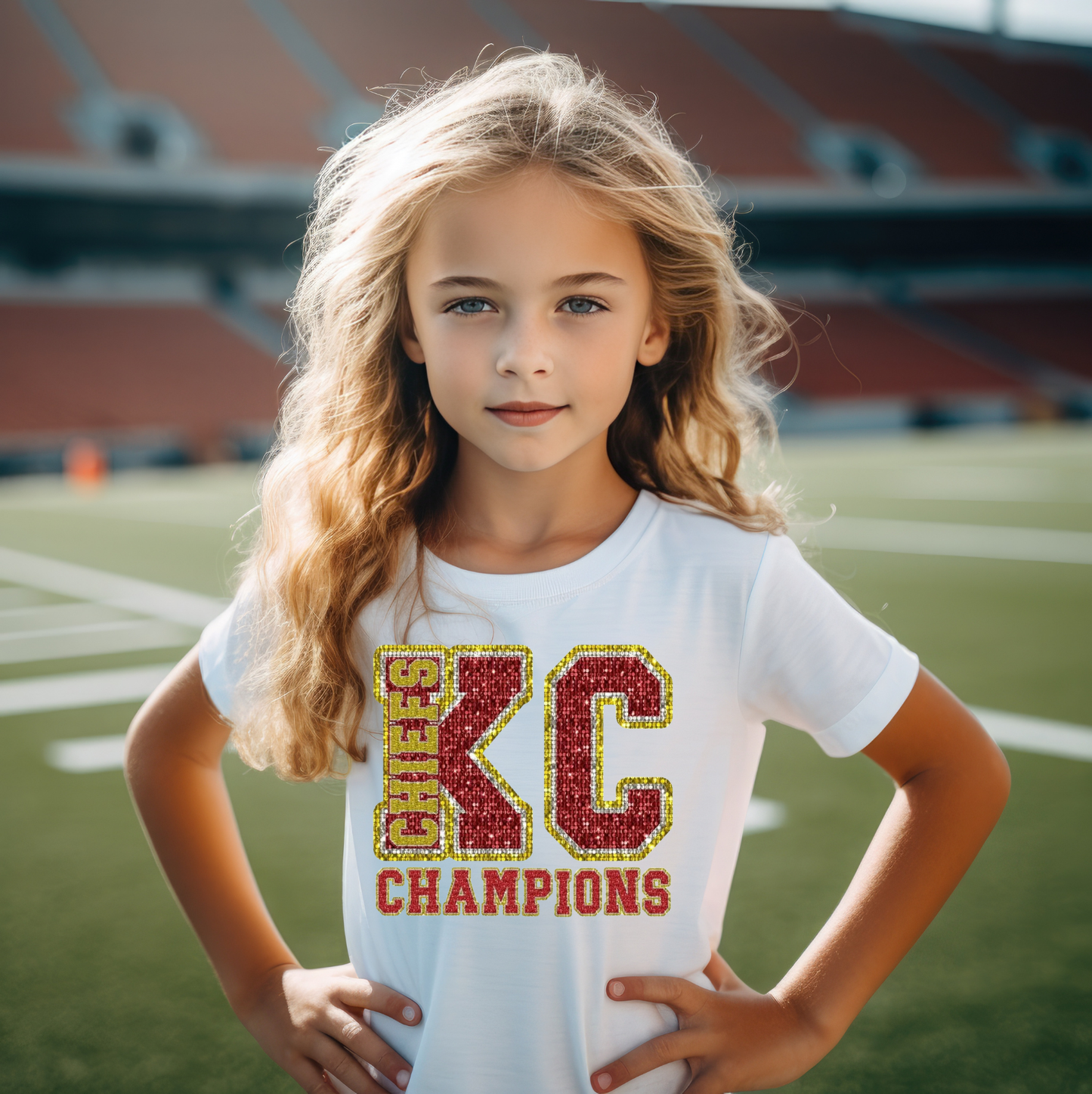 Faux Glitter Red and Yellow Champs