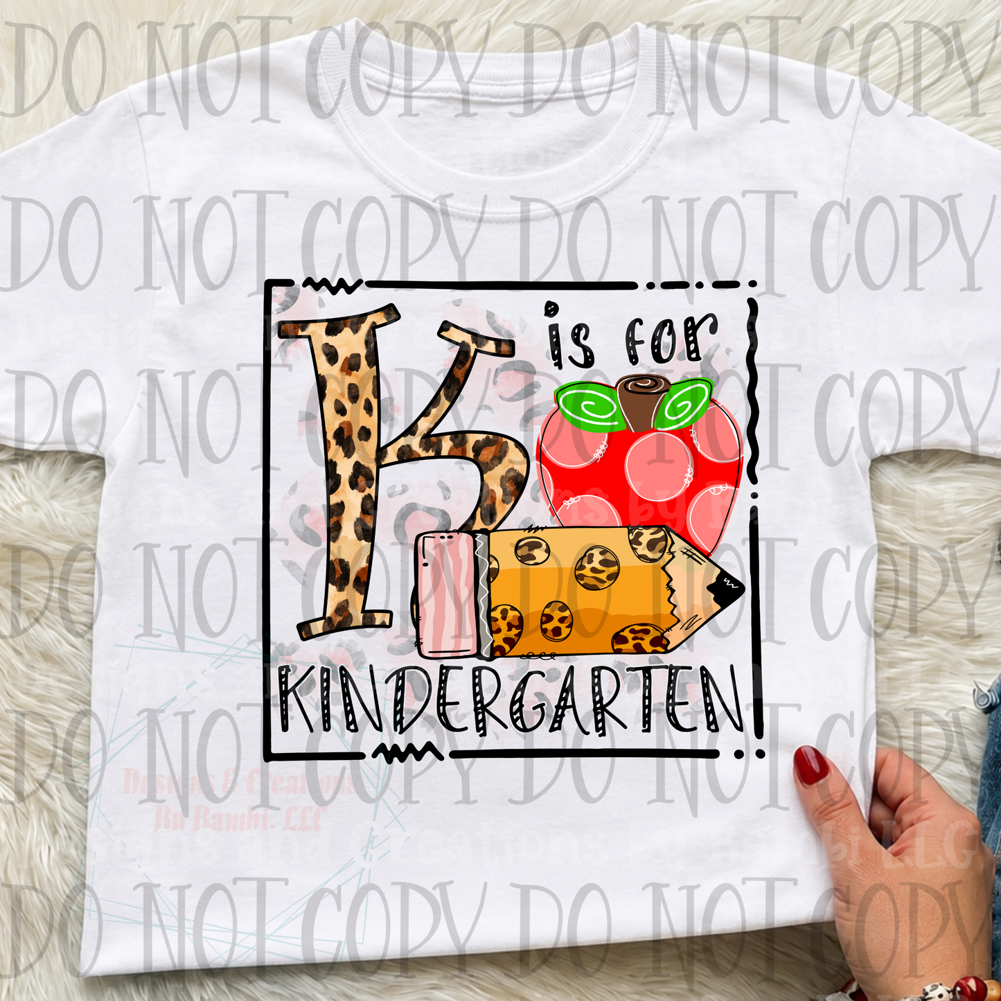 K is For Kindergarten Leopard and Apple