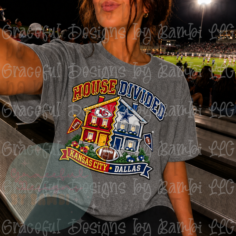 Faux Embroidery House Divided Football Collection