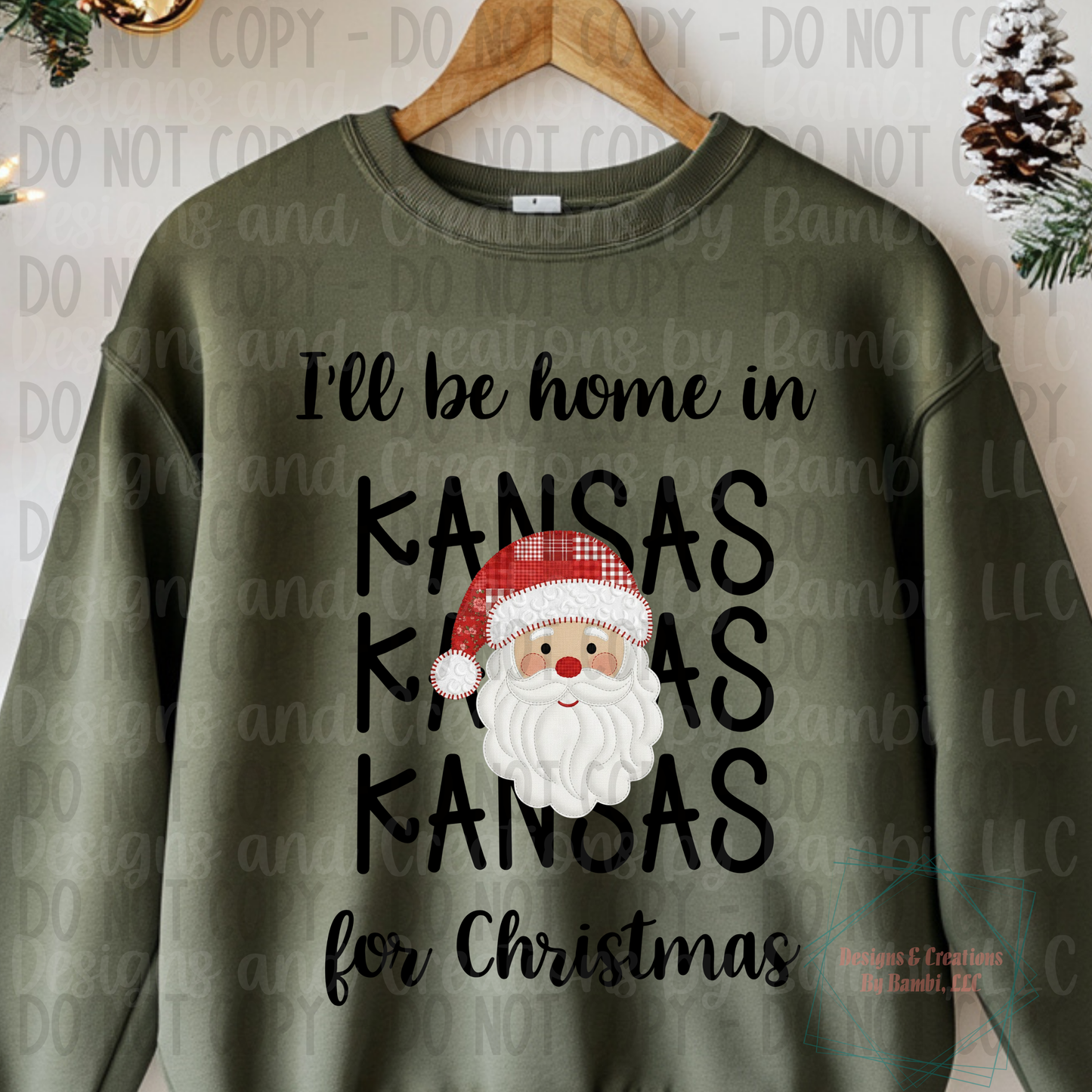I'll Be Home in States Santa Face with Black Font Digital Bundle