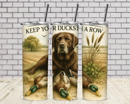 Keep Your Ducks In A Row 20 oz Skinny Sublimation Tumbler