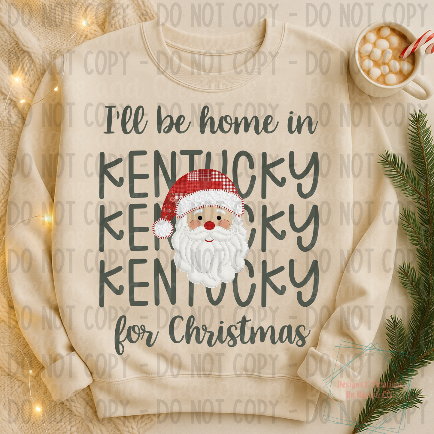 I'll Be Home in States Santa Face with Sage Green Font Digital Bundle