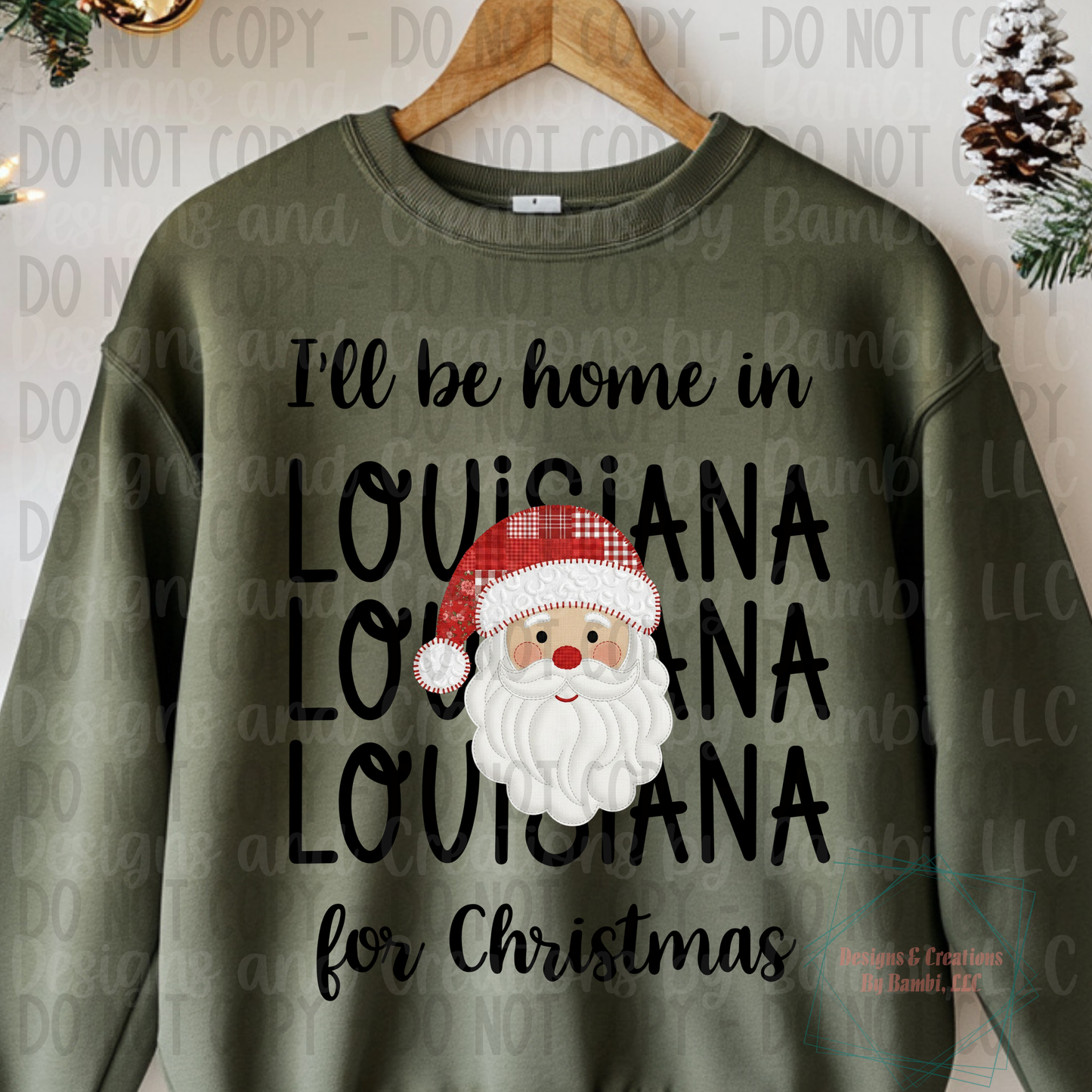 I'll Be Home in States Santa Face with Black Font Collection