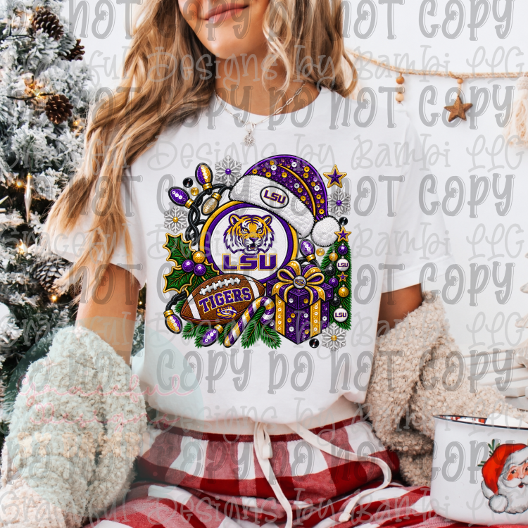 Faux Embroidery/Sequin Christmas Football Collection