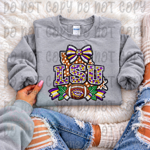 Faux Embroidery Sequin Polka Dot States Football Collection