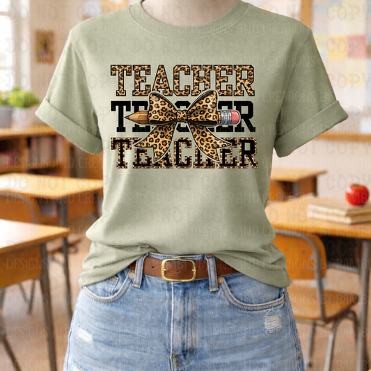 Leopard Stacked Teacher with Pencil
