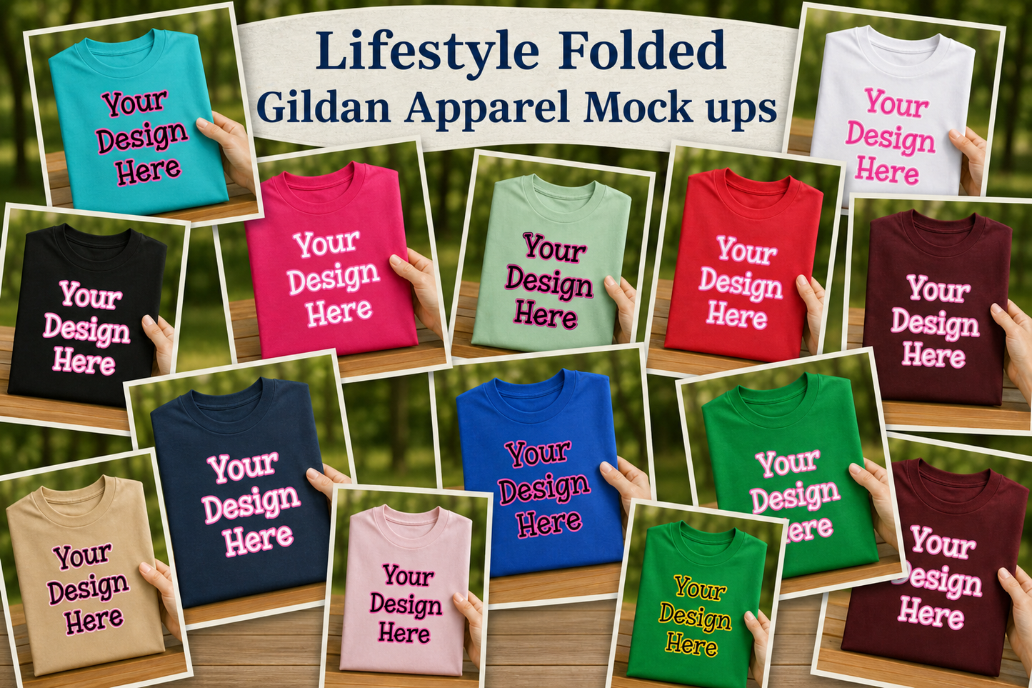 Lifestyle Holding Folded Tshirt Apparel Mock Ups