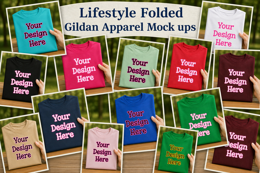 Lifestyle Holding Folded Tshirt Apparel Mock Ups