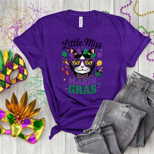 Little Miss Mardi Gras with Cat