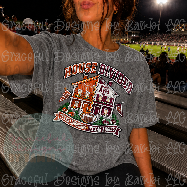 Faux Embroidery House Divided Football Collection