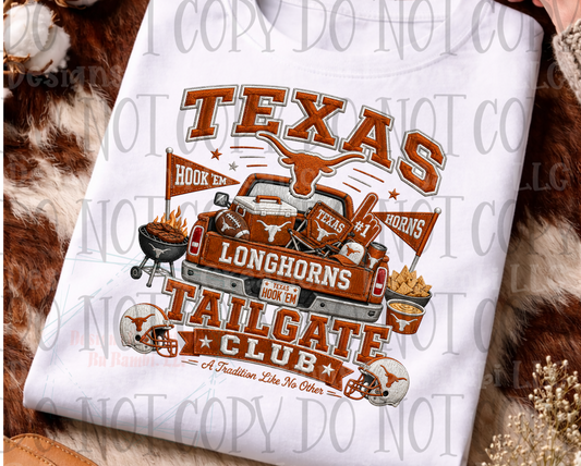 Faux Embroidery Longhorns Tailgate Club