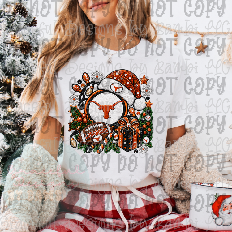 Faux Embroidery/Sequin Christmas Football Collection
