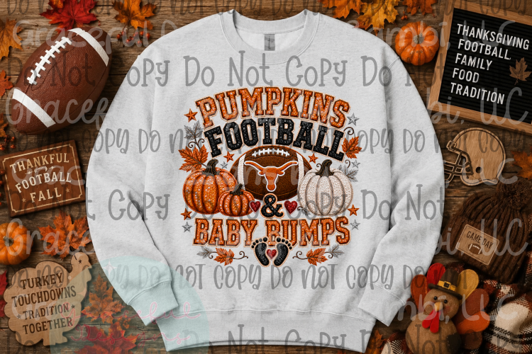 Faux Embroidery/Sequin Fall Football and Baby Bumps Collection