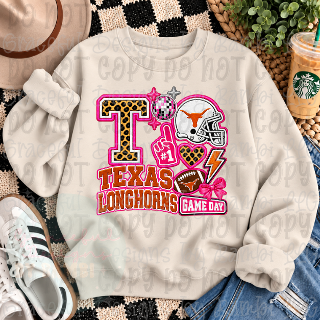 Faux Embroidered Leopard Team Letter with Helmet Football Collection
