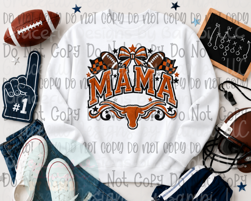 Faux Embroidery Football Mama Team Mascot Collection