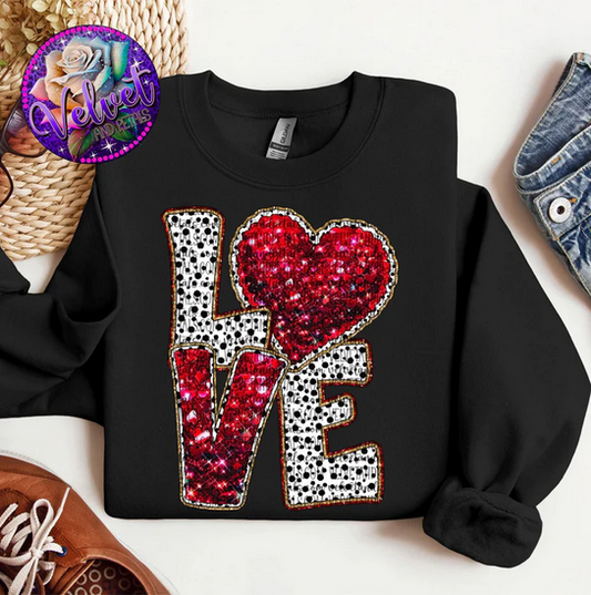 Love Red Glitter Dalmatian Stacked
