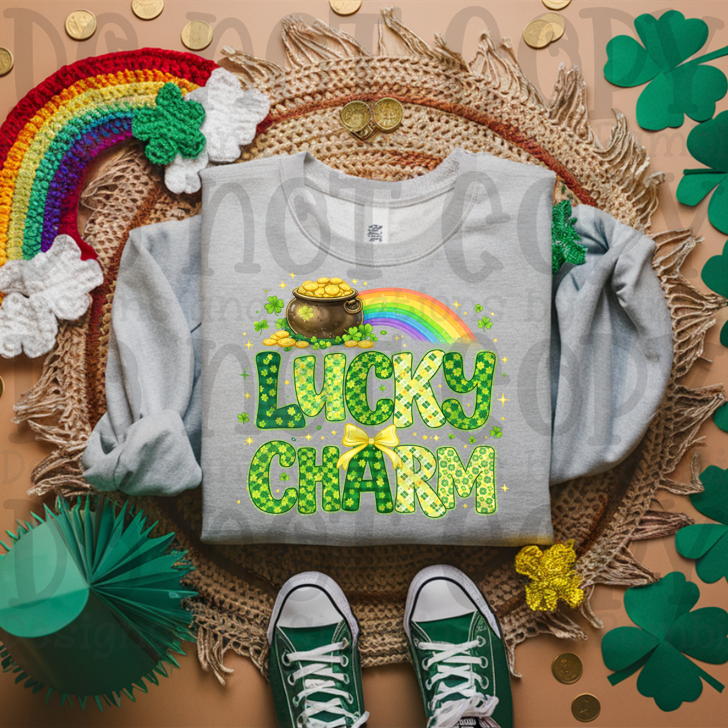 Lucky Charm Multi Pattern Font with Rainbow