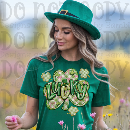 Lucky with Plaid Pastel Clover