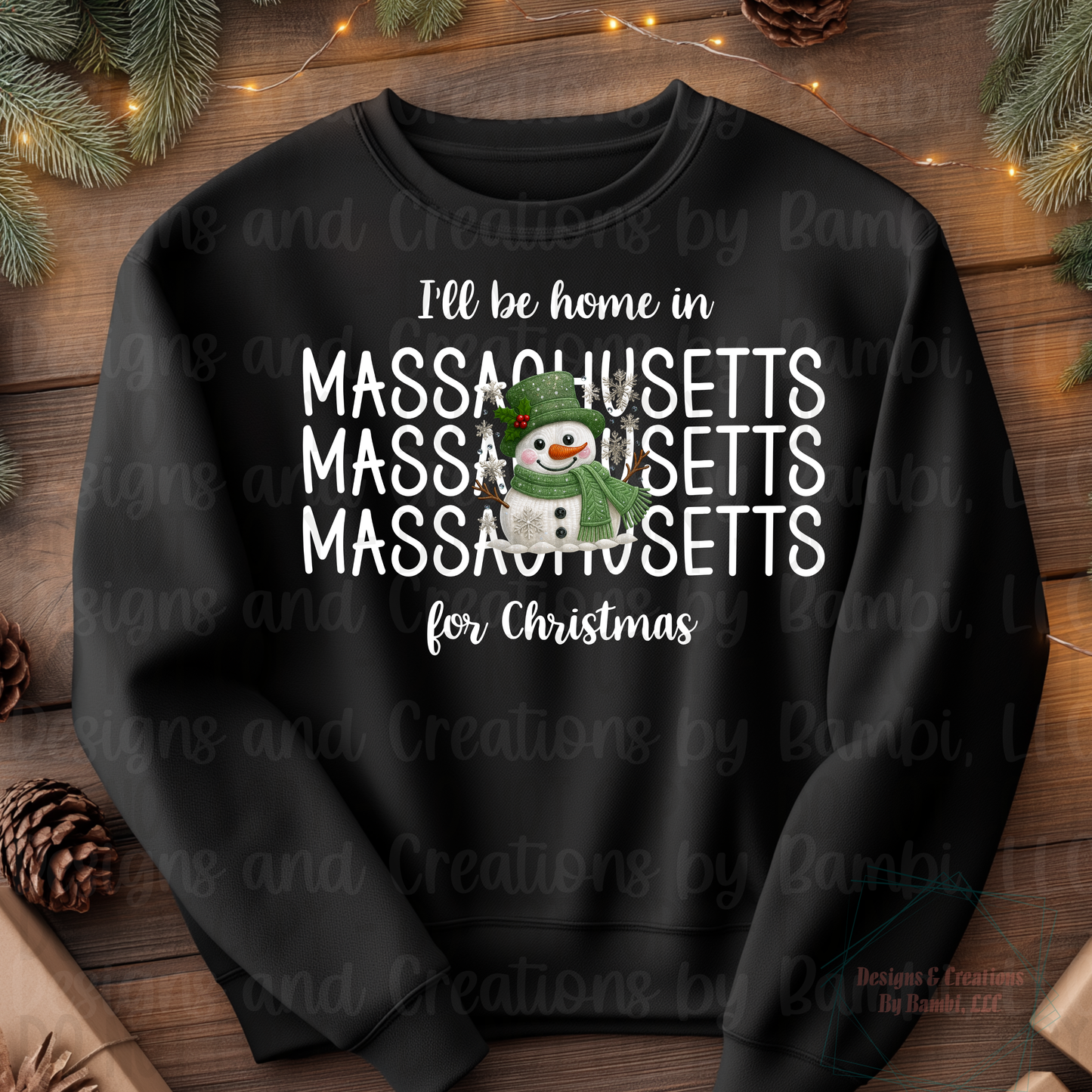I'll Be Home In States Sage Snowman with White Font Digital Bundle