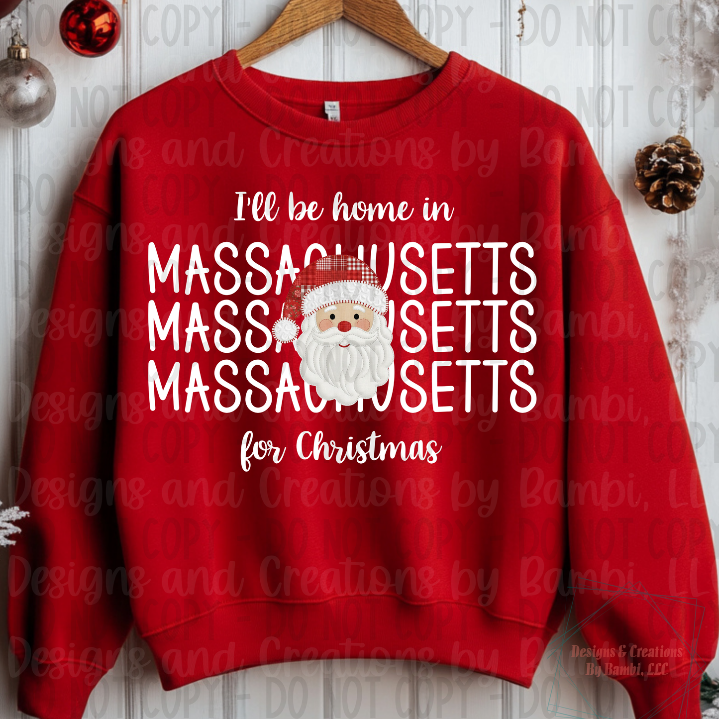 I'll Be Home in States Santa Face with White Font Digital Bundle