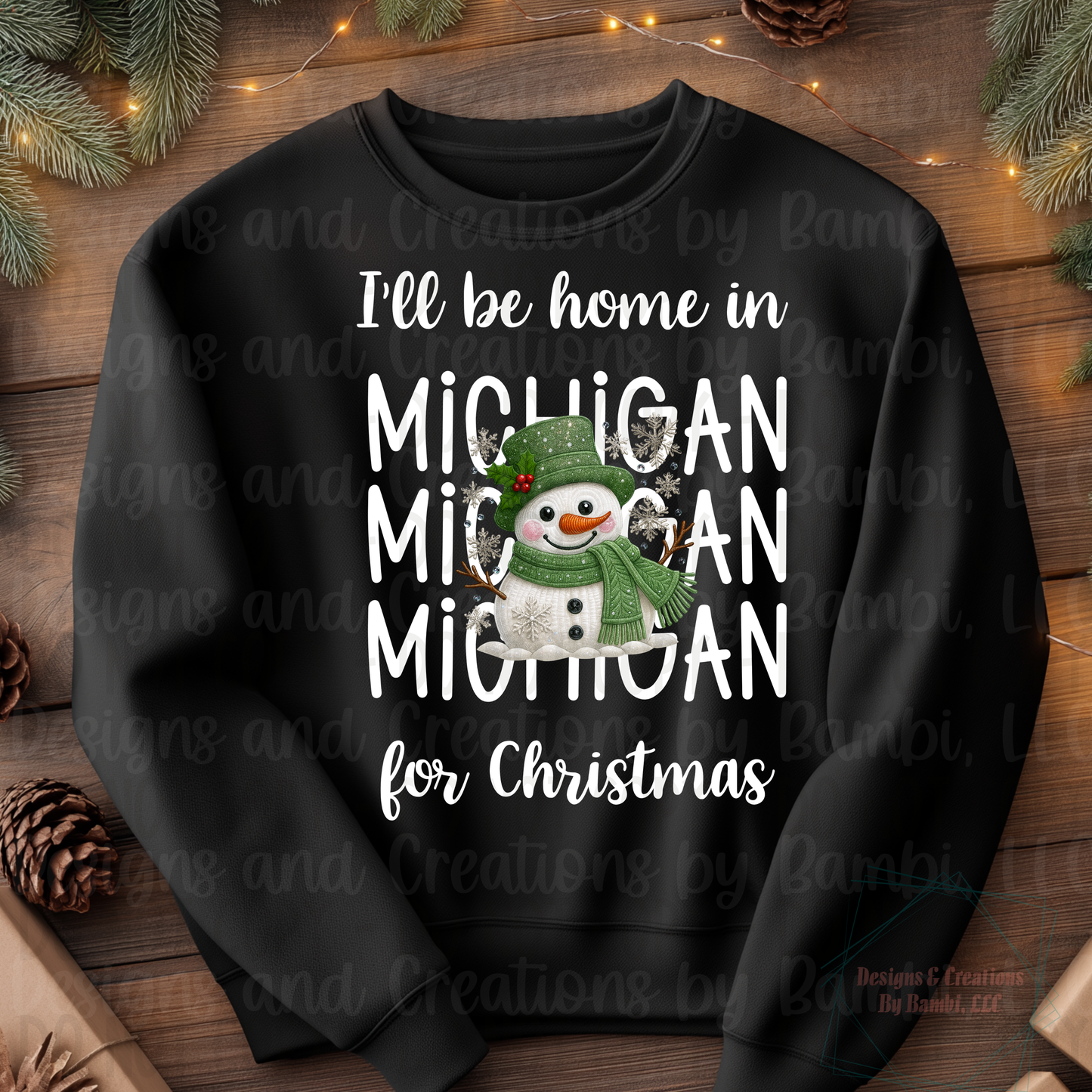 I'll Be Home In States Sage Snowman with White Font Digital Bundle