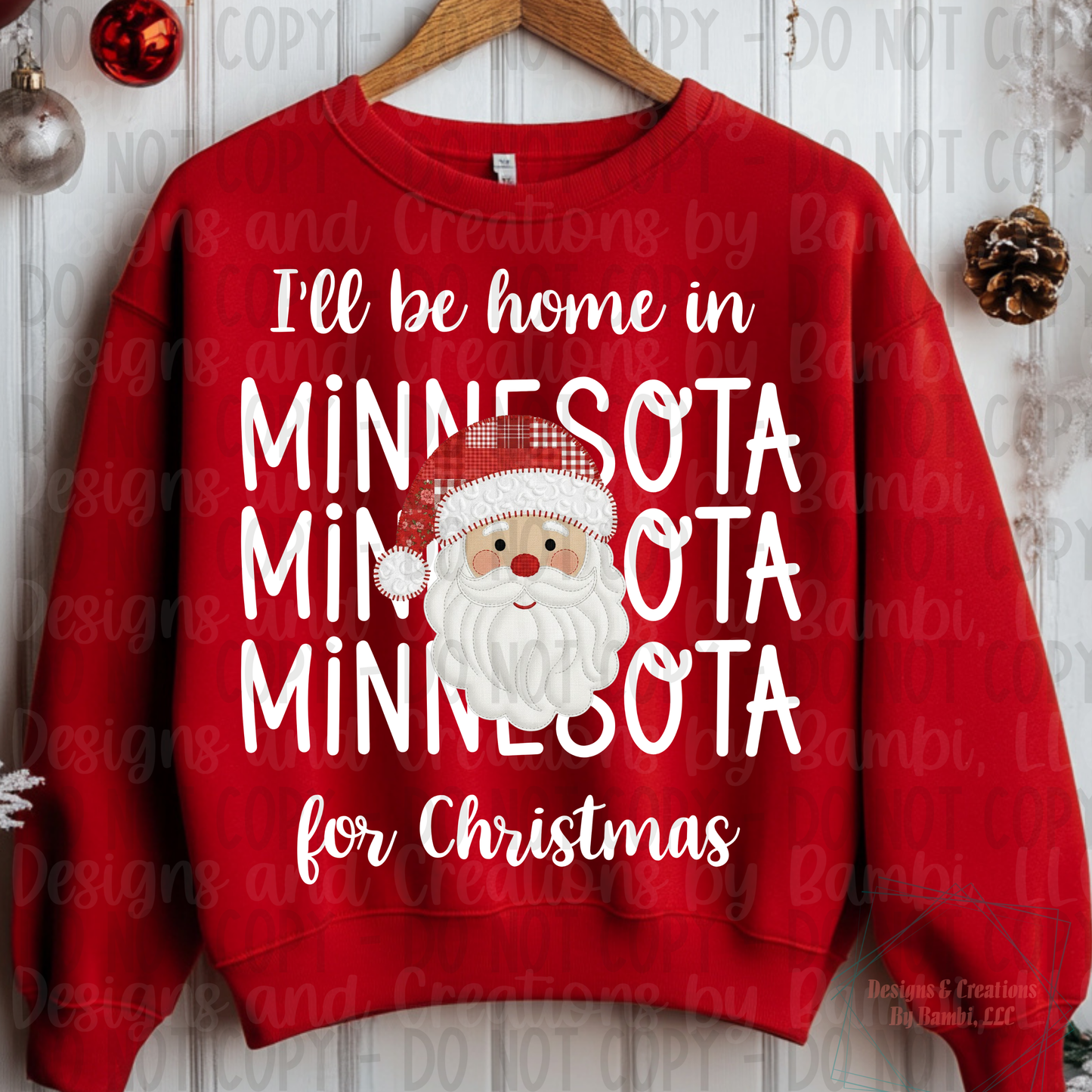 I'll Be Home in States Santa Face with White Font Digital Bundle