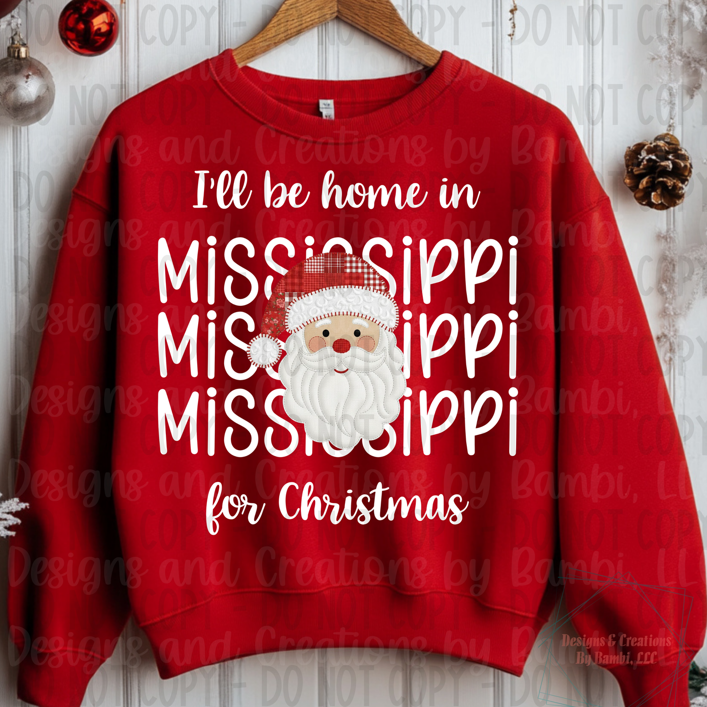 I'll Be Home in States Santa Face with White Font Digital Bundle