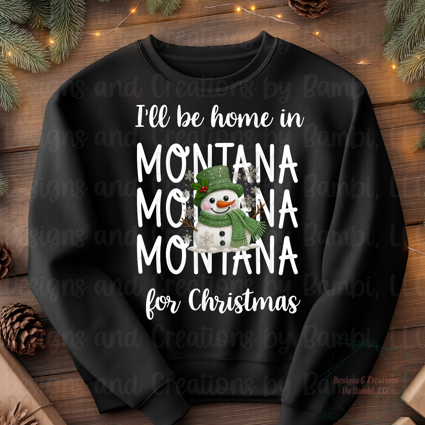 I'll Be Home In States Sage Snowman with White Font Digital Bundle